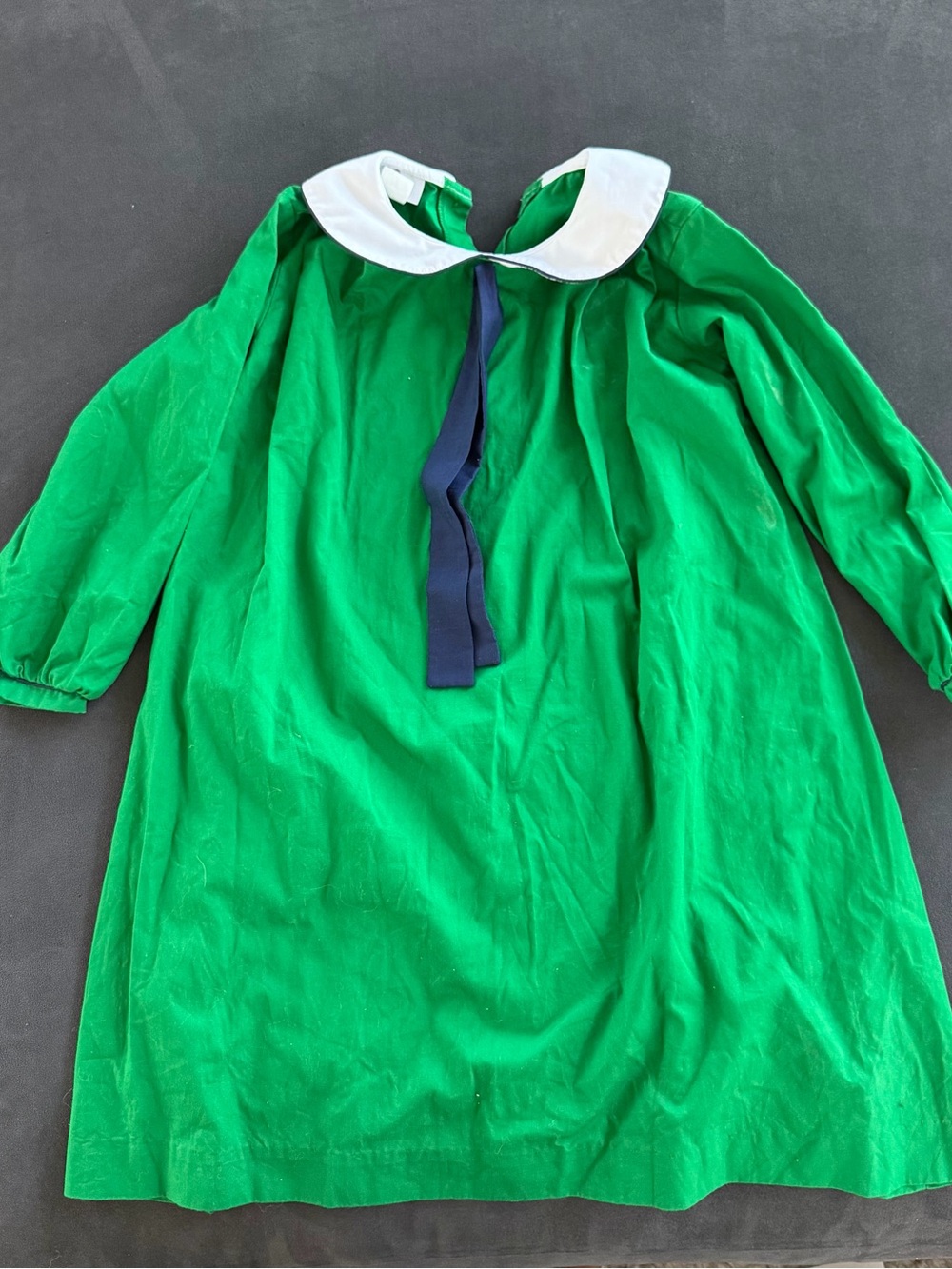 Green Little Scholar Dress with Navy Tie